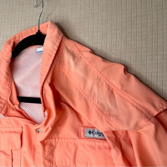 Columbia PFG Breathable Long Sleeve Fishing Shirt Mens XL Dark Peach Custom Logo - Picture 8 of 16